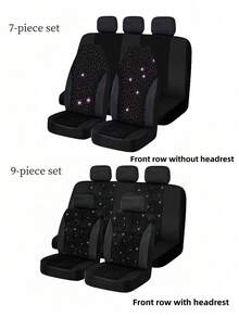 Universal Car Seat Covers - With Airbag Compatible And Shiny Crystal Design, Fit For Sedan, Truck And SUV (5-Seat/2-Seat) For Women - Style a - View 11