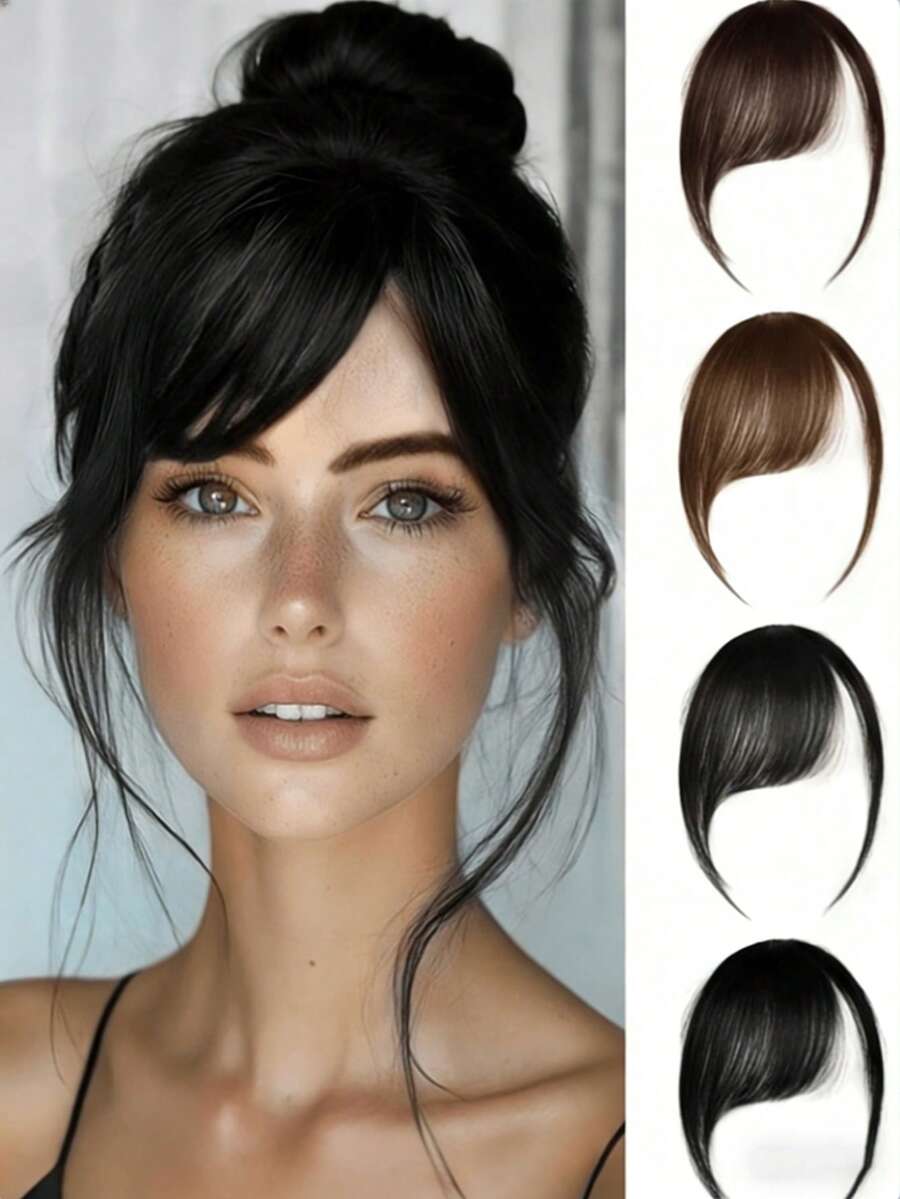 Natural Straight Synthetic Wigs Side Bangs High Temperature Fiber Women Clip-In Side-Swept Bangs Suitable For Women's Daily Wear And Gatherings - Side-swept Bangs In Multiple Colors - View 1