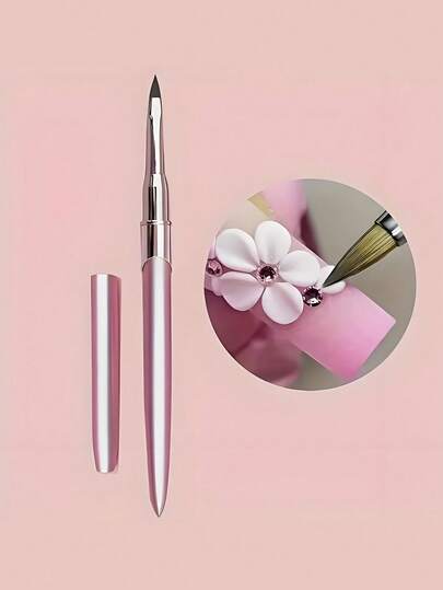 1 pieza Pincel de uñas 3D rosa, un bolígrafo escultor para diseños de flores, con un mango de metal antideslizante - Herramientas profesionales de arte de uñas para entusiastas de las uñas. Regalo ideal para mamá en el Día de la Madre, Pascua y para la Copa Mundial 2026