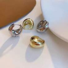 Pendientes de aro geométricos de arco suave, pendientes minimalistas elegantes y versátiles - Dorado - Ver 5