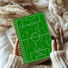 A5 Soccer Field Spiral Notebook, Green Field Pattern Cover, Classic Football Pitch Design, Perfect Gift For Soccer Fans - A5 - View 8