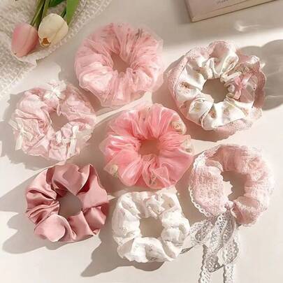 Coleteros Florales de Verano para Mujer, Bandas para el Cabello de Alta Elasticidad, Accesorios para Cola de Caballo con Temática Forestal Estilo Ins, Juego de. N7SA