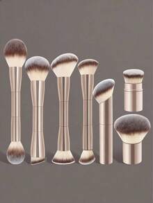 7/13/20支装专业铝管化妆刷套装，包含1个配件盒和纸盒收纳盒，内含可伸缩粉底刷、双头散粉刷、腮红刷、高光刷、修容刷、眼影刷、晕染刷、遮瑕刷和混合刷。刷毛柔软，便携易用，是旅行的理想之选。也是送给女性和女孩的绝佳礼物。这款化妆刷套装包含多种化妆工具，是一套完整的化妆套装和礼品套装。 - 金色 - 查看 4