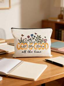 1 pièce Sac cosmétique chrétien inspirant | Verset biblique "Dieu est toujours bon" et imprimé floral religieux | Sac à maquillage avec fermeture éclair, organisateur de voyage multifonction portable | Plusieurs couleurs | Convient pour un usage quotidien, les voyages, le campus | Excellent cadeau pour les fêtes/la Saint-Valentin/l'anniversaire, Pâques, la Fête des mères pour les femmes - Multicolore - Voir 4