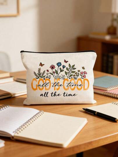 1 Túi đựng mỹ phẩm Cơ Đốc giáo truyền cảm hứng | "Chúa luôn tốt lành mọi lúc mọi nơi" Túi đựng mỹ phẩm tôn giáo với họa tiết hoa và câu Kinh Thánh | Túi du lịch đa năng có khóa kéo | Nhiều màu | Sử dụng hàng ngày/du lịch/học đường | Thích hợp cho sử dụng hàng ngày, du lịch, kỳ nghỉ, công tác, đi làm và cuộc sống sinh viên | Món quà hoàn hảo cho phụ nữ vào các dịp lễ/Ngày Valentine/Kỷ niệm, Lễ Phục Sinh, Ngày của Mẹ.