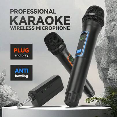 Micrófono inalámbrico de mano | Batería recargable de 8 horas | Plug and Play | Micrófono de baja latencia adecuado para cantar, karaoke y discursos