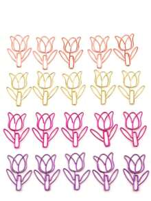 Wholesale 10-Pack Random Flower-Shaped Paper Clips, Tulip Cartoon Cute Metal Bookmark. Round Paper Clips For Document Classification, Paper Fasteners, Metal Cartoon-Shaped Paper Clips, Irregular Round Paper Clips - Various Styles Of Paperclips - View 6