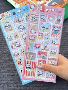 High-Quality Cute Panda Sticker/Stamp Set, Includes 4 Pieces, Suitable For Decorating Notebooks, Souvenirs, Phone Cases, Stationery, Also Makes A Great Gift - Multicolor - View 3