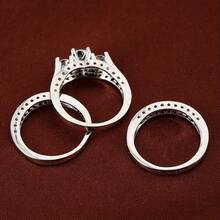 1pc Three-Layer Stacked Rhinestone Ring, Niche Design Luxury Zirconia Stone Knuckle Ring, Versatile For Daily Wear, Gifts, Parties - Ring Set - View 2