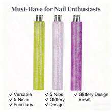 1支多色美甲笔，造型笔，亚克力棒，花瓣图案，DIY风格 - 彩色 - 查看 4