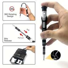 Bộ tua vít chính xác 115 trong 1 | Bộ dụng cụ sửa chữa điện thoại từ tính tương thích với Apple, máy tính, đồng hồ, máy tính xách tay | Bộ đầy đủ các đầu tua vít kính mắt | Thước thủy thép S2 chuyên dụng - 115 trong một - Xem 4