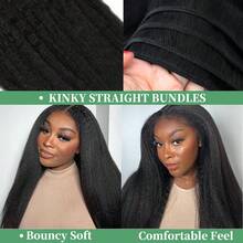 Kinky Straight Bundles With Lace Closure Yaki Long Straight Hair Bundle For Heat Resistant 3 Bundles Synthetic Hair - Black - View 5