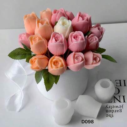 3D郁金香蜡烛硅胶模具，DIY花朵香氛石，手工皂，石膏，蜡烛家居装饰模具，耐热可重复使用