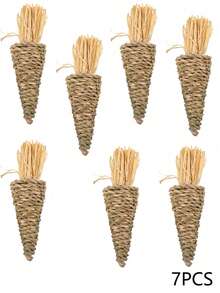 1个/2个/4个手工钩织胡萝卜磨牙玩具，适用于兔子、仓鼠、豚鼠和猫。这些玩具兼具牙齿护理和娱乐功能，可以减少宠物的无聊感，促进健康的咀嚼。是圣诞节或万圣节的绝佳礼物。 - 彩色 - 查看 16