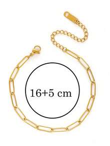 Fashionable Stainless Steel Gold Paperclip Bracelet - Gold - View 3