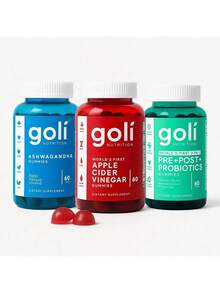 Goli Nutrition 3 Bottles Of Goli Bundle: Ashwagandha KSM-66 & Vitamin D2, Apple Cider Vinegar & Vitamin B12, Pre, Post, Probiotics Gummy - 3-In-1 Gluten-Free, Vegan, Non-GMO, Made In USA 3set - 1 bộ - Xem 1