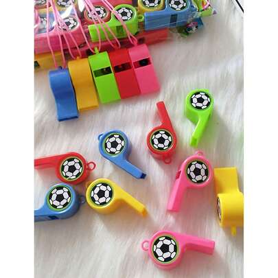 24pcs/12pcs/1pc Random Color Inflatable Dragon Cheerleading Props And Referee Whistles, Football Pattern Party Whistles, Football Themed Sports Party Set, Football Referee Whistles, Suitable For Birthday Parties Or Football Matches, Also Can Be Used For Birthday Parties, Weddings, Cheerleading Performances, Gifts, Party Favors, Halloween Decorations, Halloween Party Supplies, Christmas Decorations, Christmas Party Supplies