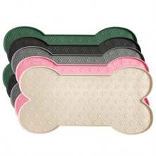 1PC Bone Shape Non-Slip Silicone Pet Placemat, Raised Edge Pet Feeding Tray For Food And Water, Anti-Spill Feed Mat For Small Medium Dogs And Cats, Easy Clean Purable Bowl Mat - Màu be-l - Xem 9