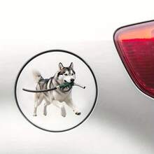 BRUP 1 pieza Pegatina divertida de boquilla de combustible de Husky para decoración de auto - Pegatina humorística para tapa de gasolina autoadhesiva y removible - animal - Ver 2