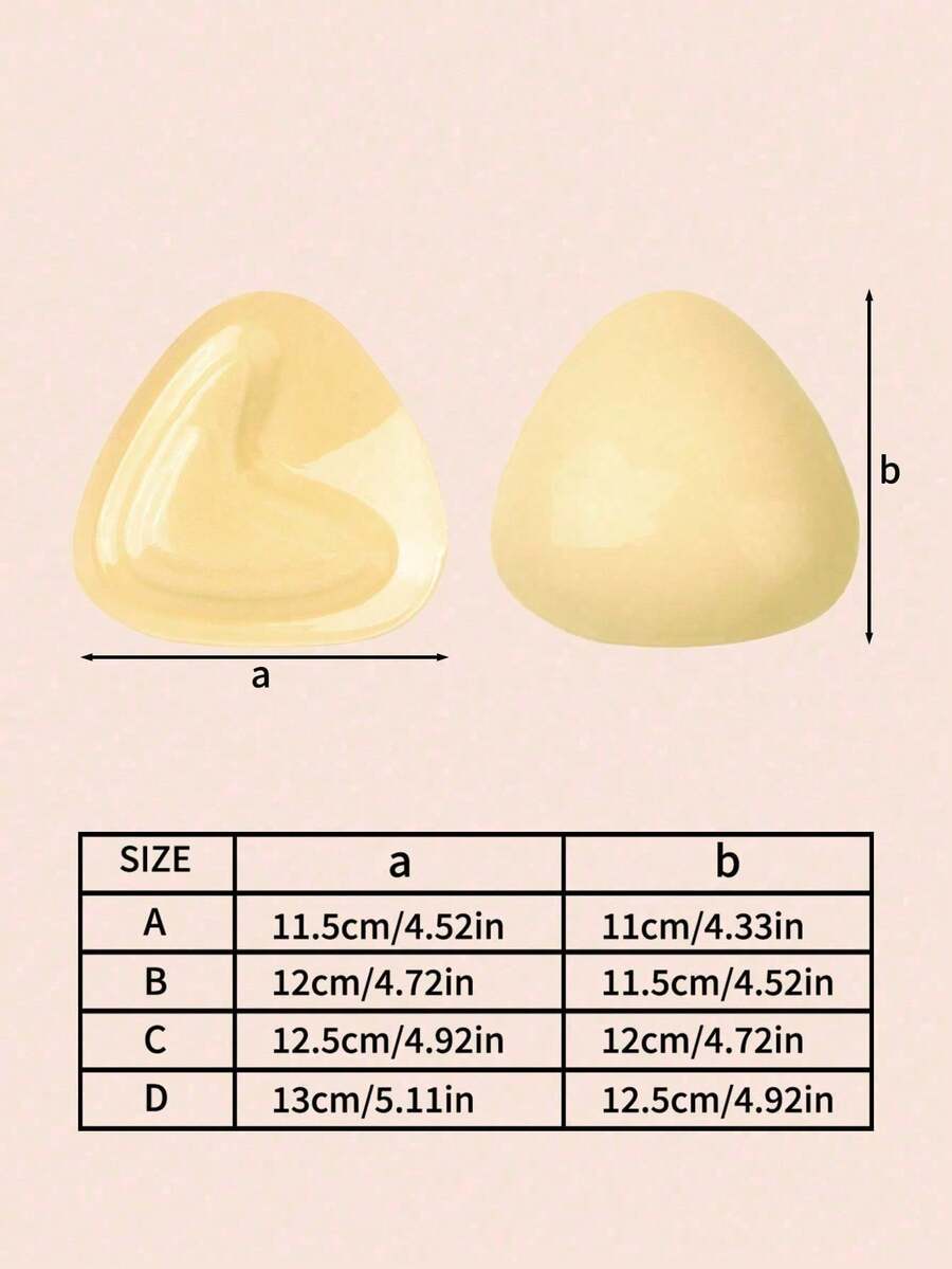 1 Pair Double-Sided Self-Adhesive Bra Pads, Swimsuit & Sports Bra Inserts, Reusable Pads, Invisible Thickening Waterproof Bra & Bikini Cups - One Size Fits All - View 1