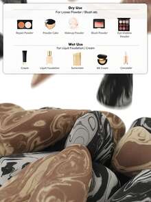 Bông mút trang điểm đa năng đầu hình tên lửa, hai tông màu trắng cà phê và đen trắng, mềm mại, dùng được cả khi khô và ướt, dùng để tán kem nền, kem dưỡng, phấn phủ và che khuyết điểm (2/4/6/8/10/12 miếng). - Nhiều màu - Xem 6