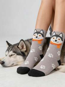 5 par strumpor med slumpmässig tecknad katt- och hunddesign, moderiktiga och mångsidiga tunna strumpor för sommaren - Multifärgad - Visa 4