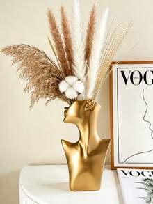 Abstract Face Resin Vase - White Minimalist Side Sculpture With Hollow Head Design, Suitable For Pampas Grass, Dried Flowers And Green Plants Decor In Living Room Shelves, Bedroom Vanity And Entryway Console, Adding Bohemian Artistic Style, Fashion Home Decor Accents, Vase, Vase Centerpiece, Vase, Vase, Spring Decor, Home Decor - Multicolor - View 9