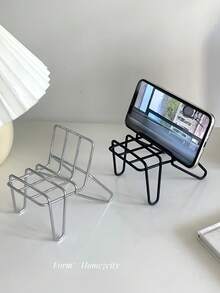 1pc Minimalist Metal Chair-Shaped Phone Stand, Suitable For Student Dorm Desk And Bedside, Creates A Good Atmosphere As Desktop Decor, Multi-Functional Stand For Phone And Tablet, Graduation Gift - Multicolor - View 1