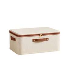 1 Stück faltbare Aufbewahrungsbox mit Reißverschluss und Griff, beige, aus Polyester-Leinen gefertigt, quadratisch geformt mit Deckel, stabil und langanhaltend, vielseitig einsetzbar zum Aufbewahren von Kleidung, Spielsachen und anderen Artikeln, auch geeignet für Innenraumdekoration, Schlafzimmerdekoration, dekorative Streifen, Aufbewahrung, Jeans usw. - cremefarben - Übersicht 17