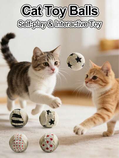 1 quả bóng đồ chơi đuổi bắt bằng đất tảo cát tự nhiên, bóng đồ chơi bằng vải bố, bóng đồ chơi tương tác, thích hợp cho mèo và mèo con.