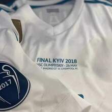 1718 Vintage No. 7 Shirt Champions League Final Version Of The Home Long Sleeve Football Shirt Breathable Fast Dry Training Suit - 藍白色 - 查看 3