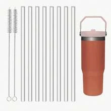 8 Pack Replacement Straws For IceFlow Stainless Steel Tumbler, Reusable Straws - 白色 - 查看 1