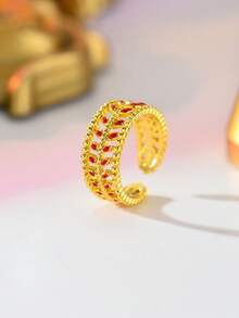 1 chiếc nhẫn tráng men họa tiết hoa và lá, phong cách tối giản độc đáo, thanh lịch, thích hợp đeo hàng ngày, quà tặng sinh nhật. - Nhiều màu - Xem 11