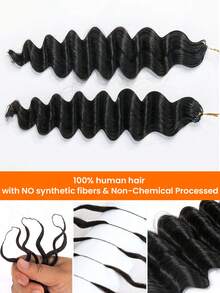 Tóc giả móc sợi Feather Crochet Hair 50g/gói, tóc thật, kiểu Feather Line, bện móc sợi mềm mượt, không đường nối, vô hình, màu đen tự nhiên, phong cách Boho, dành cho tóc mỏng, tóc giả móc sợi siêu nhỏ, kiểu sóng sâu, làm từ tóc thật. - Natural Black - Xem 7