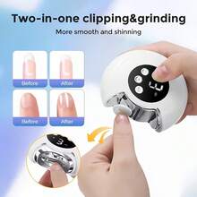 2-In-1 Electric Nail Clipper And Polisher, 3-Speed Adjustable Wireless Nail Trimmer With LED Light And Nail Debris Collector, USB Rechargeable Portable Manicure Tool For Smooth And Shiny Nails, Suitable For Home, Travel And Daily Use - Multicolor - View 7