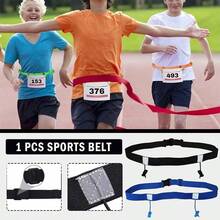 1 pieza Cinturón elástico con dorsal para maratón con 6 agujeros para portar botellas de agua/combustible, cinturón de hidratación ajustable para correr, mochila ligera para la cintura tipo triatlón - Negro - Ver 8