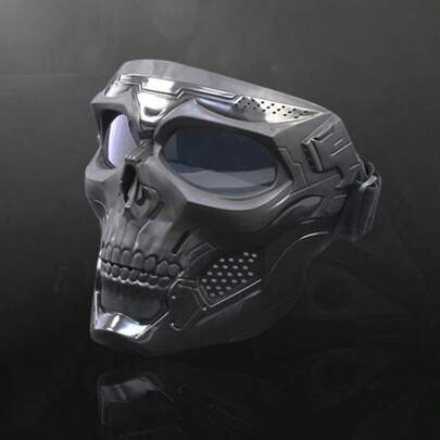 Cyberpunk-inspirierte Vollgesichtsmaske in Schädelform, perfekt für Retro- und Offroadmotorradstile. Heben Sie sich von der Masse ab und ziehen Sie auf jeder Fahrt alle Blicke auf sich!