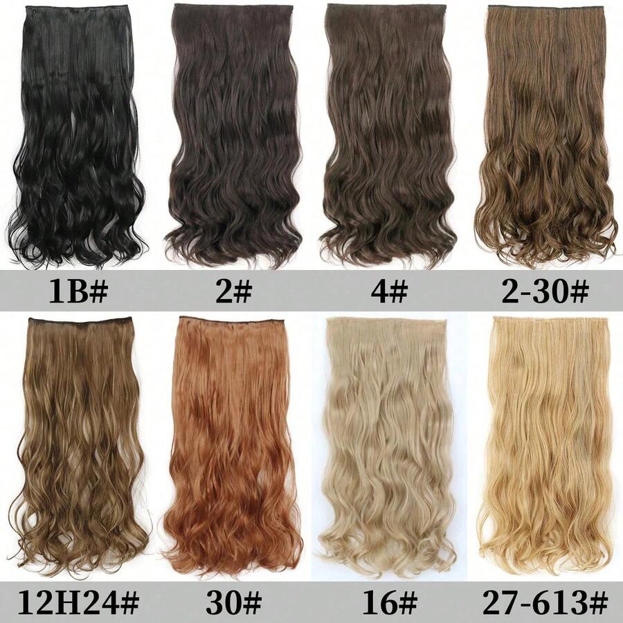 Tóc nối kẹp dài 16-26 inch, tóc nối liền khối, kiểu sóng nhẹ, làm từ tóc thật.