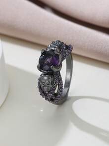 1枚哥特式恐怖骷髅戒指，男女皆宜，镶嵌合成立方氧化锆，适合作为派对配饰和日常服饰搭配。 - 戒指 - 查看 14