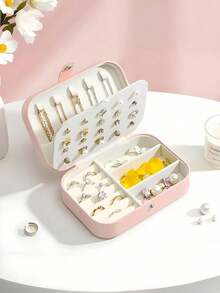 1pc Large Capacity Jewelry Box, Can Store Necklaces, Earrings, Rings And Other Accessories, White Minimalist Compartment Design, Anti-Dust And Anti-Oxidation, Compact And Portable Jewelry Organizer Box, Suitable For Storing Earrings, Necklaces, Rings, Lipsticks, Watches, Ideal Gift For Women, Girlfriends, Friends, Christmas, Halloween, New Year,Room Decor - Multicolor - View 18