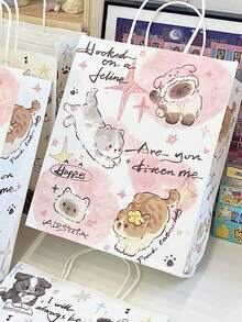 1个日韩少女风可爱卡通猫狗礼品手提袋 DIY手绘可爱动物图案纸袋 生日礼物必备礼品包装纸袋 - 禮品袋 - 查看 7