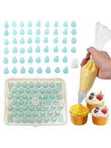 Conjunto de 52 bicos de confeitar de plástico, ferramentas de confeitaria DIY com adaptador, caixa de armazenamento transparente em PS, bicos de confeitar para decoração de bolos, conjunto de bicos para biscoitos e chantilly, armazenamento portátil, estilo Ins, alta qualidade, conjunto completo, kit de confeitaria para iniciantes Ins, ferramentas de confeitaria DIY com adaptador. - Multicolorido - Ver 12