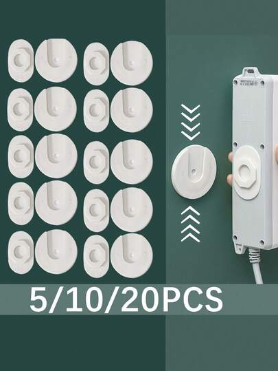 Bộ 5/10/20 chiếc giá đỡ ổ cắm tự dính - Giá đỡ ổ cắm gắn tường, không cần khoan, có thể tháo rời và tái sử dụng, tiết kiệm không gian, phù hợp cho nhà bếp và phòng tắm, nắp ổ cắm bằng nhựa màu trắng phù hợp với hầu hết các ổ cắm điện.
