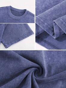 Summer Tops1 Pcs1PC Y2K Vintage Washed T-Shirt |   Men's YLA Graphic Tee |   Gym Graphic Tee |   Gifts For Men Or Boyfriend |   100% Cotton |   230Gsm Thickened Fabric |   Unisex230g 100% Cotton - 藍色 - 查看 5