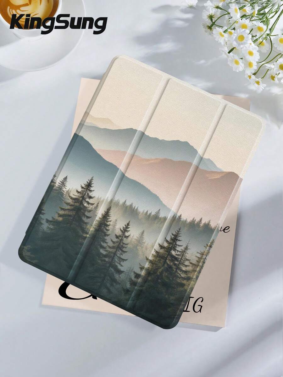 Kingsung Ốp bảo vệ máy tính bảng họa tiết phong cảnh, tương thích với iPad 9.7/10.2/10.5/10.9/12.9/Pro 11, thế hệ thứ 10, Air 8 (M4) 2026 (11 inch), Air 8 (M4) 2026 (13 inch), tương thích với Samsung Galaxy Tab S6 Lite 10.4 inch, tương thích với Kindle Paperwhite thế hệ thứ 12 2024, Kindle thế hệ thứ 11 2022, màu Clara, chống rơi vỡ mềm mại, chân đế thông minh/tự động bật/tắt màn hình.