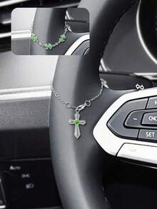 Braccialetto da donna con croce a forma di cuore in argento, gioiello d'argento di stile dolce e design di nicchia per decorazione auto - Amore - Visualizzare 10