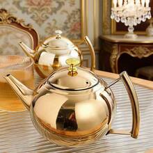 1pc Stainless Steel Household Kitchen, Living Room, Dining Room, Tea Pot, Coffee Pot, Kettle For Tea, Coffee, Milk, Fruit Juice, Suitable For Outdoor Weddings, Parties, Gift Giving, Birthdays - Multicolor - View 1