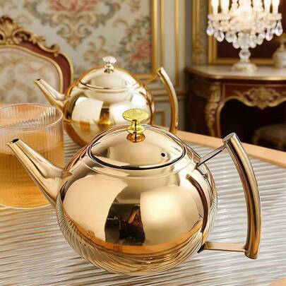 1pc Stainless Steel Household Kitchen, Living Room, Dining Room, Tea Pot, Coffee Pot, Kettle For Tea, Coffee, Milk, Fruit Juice, Suitable For Outdoor Weddings, Parties, Gift Giving, Birthdays