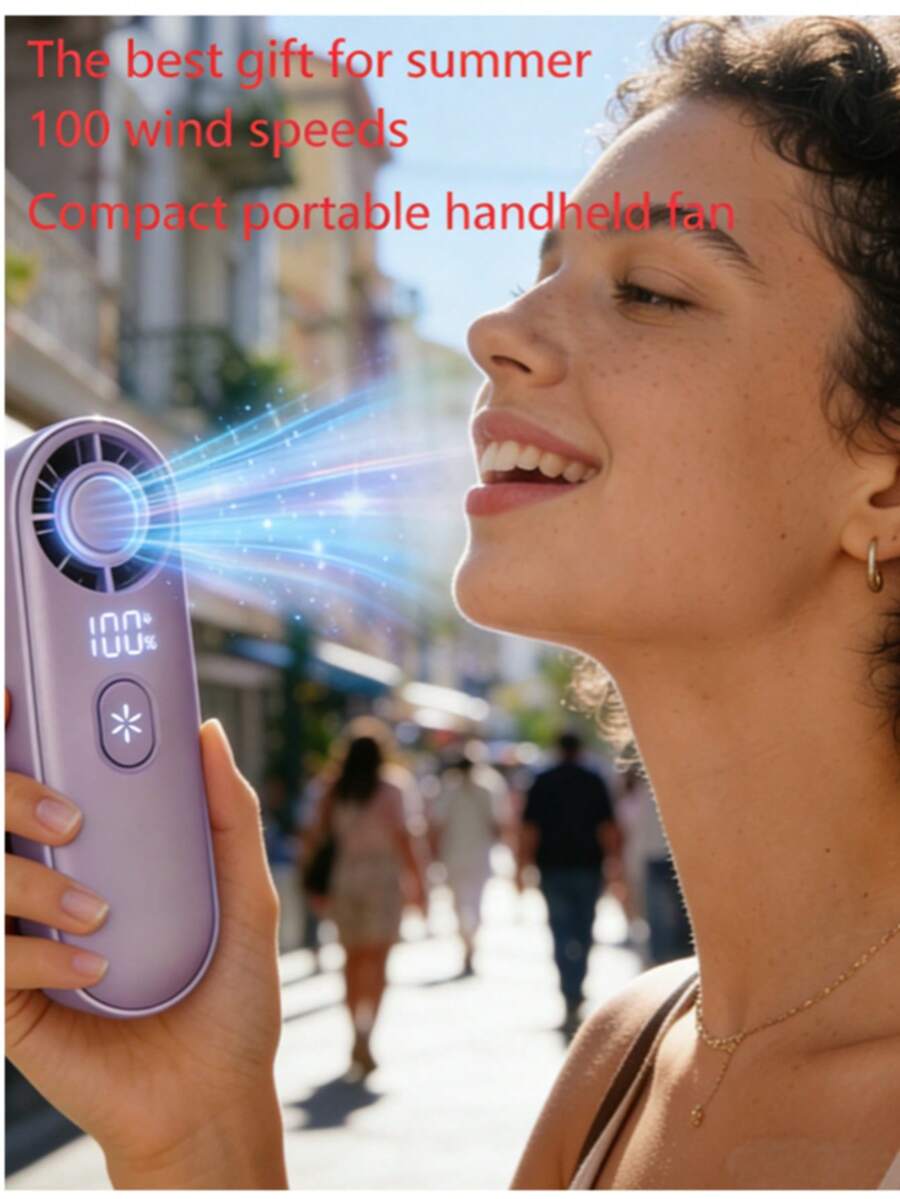 1pc Mini Handheld Fan, Only 4.33inch Mini Fan. Type-C Fast Charging With 2000mAh Large Capacity Battery. Ultra-Long Runtime, Ultra-Strong Airflow. Compact Design, 100 Wind Speed Levels. Convenient For Outdoor Use, Travel, Shopping, Camping, Portable, Keep Cool Anytime. Ideal Gift For Ladies, For Yourself, Family, Friends, Thoughtful Present, Caring Companion.,Outdoor,Garden,Travel Essentials,Portable Essentials,Beach Essentials,Graduation Season,Commencement,Graduation Ceremony,Graduation Gift,Graduation Present,Graduation Gift,Graduation Present,Congrats Grad,Congratulations Graduate,Valedictorian,Finish School,Graduation Party,Outdoor Essentials,Travel Portable,Hiking Essentials,Camping Essentials,Portable Tools,Summer Essentails,Summer Portable - Multicolor - View 1