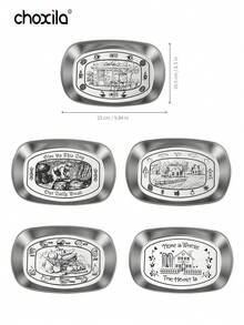 1 khay khắc bằng thép không gỉ, đĩa gia dụng, khay đựng trái cây và đồ ăn nhẹ, khay đựng đồ trên bàn cà phê, khay dã ngoại. - đĩa - Xem 9